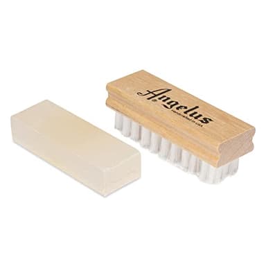 Angelus Suede & Nubuck Cleaner Kit - 1 Cleaning Eraser Block and 1 Nylon Bristle Brush - Eliminates Stains, Removes Spots, Restores Nap - for Leather Suede Shoe, Handbags, Jackets, Boots, Furniture