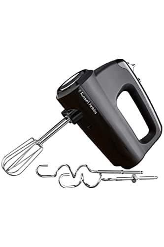 Russell Hobbs Hand Mixer [Hand Mixer] Matt Black (5 Speed Levels + Turbo Function, 2 Dishwasher-Safe Whisk & Dough Hooks, Eject Button, Upright Parking Position) Hand Stirrer 24672-56