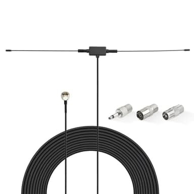 Superbat FM Radio Antenna 75 Ohm Adhesive Mounting Indoor FM Dipole Antenna for Stereo Receiver Indoor Pioneer Onkyo Yamaha Marantz Bose Wave Music System AV Audio Video Home Theater Receiver
