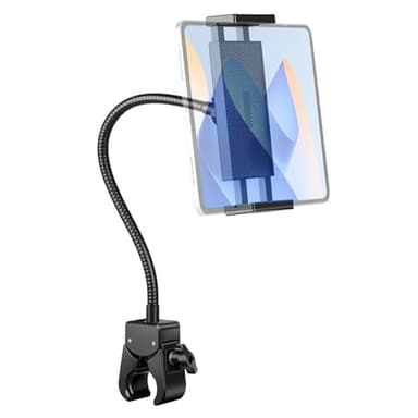Evekea Gooseneck Tablet Holder, iPad Holder for Stroller/Treadmill/Golf Cart/Boat/Mic Stand/Wheelchair/Gym Bicycle Handlebar Clamp, Compatible with 4.7-12.9" Tablets and Phones,Galaxy, E-Readers