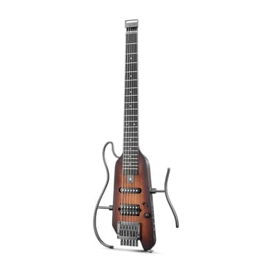Donner HUSH X Electric Guitar Kit - Featherlight Headless Guitar, Great for Travel and Practice, Mahogany Solid Body with Easy Assemble Stands, Gig Bag, All Accessories, Sunburst