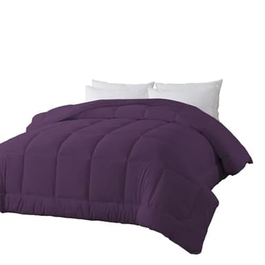BedTreat Down Alternative Comforter Full Duvet Insert with Corner Tabs, All Season Quilted Bed Box-Stitched Full Comforter Purple，Machine Washable Microfiber Bedding
