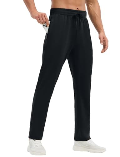 baleaf Men's Fleece Lined Running Pants with Zipper Pockets Winter Thermal Track Pants Cold Weather Warm Athletic Workout Hiking Gear Black L