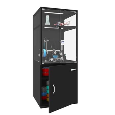 RJOKMT 400L 3D Printer Cabinet with Filament Storage, Built-in Dehumidifier & Ventilation System – Humidity Control for Filaments，Odor-Free Workspace, and LED Showcase(400LBlack)