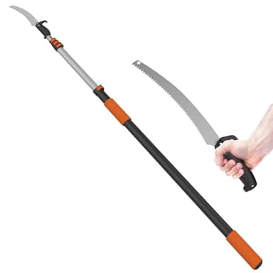 LAANPOLE 26FT Pole Saw, Telescoping Tree Trimmer with 5-20FT Extension Pole, Manual Branches Pruner for Backyard, Orange