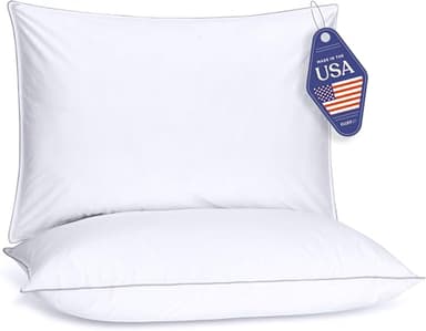 FluffCo Down Alternative Pillows King Size Set of 2 - King Bed Pillows for Sleeping - Made in USA - Cooling Surface and Machine Washable for Side, Back, and Stomach Sleepers