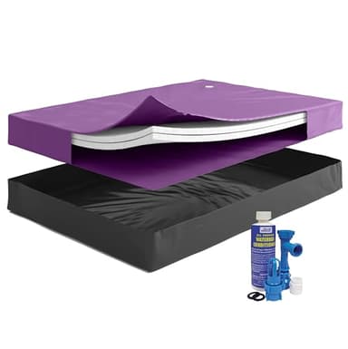 SEMI-WAVELESS 60%, California King Size, Waterbed Hardside Mattress Bundle, Includes Fill & Drain Kit, 8oz. Water Conditioner and Stand-Up Liner, 72"W x 84"L x 9"H, Frame NOT Included