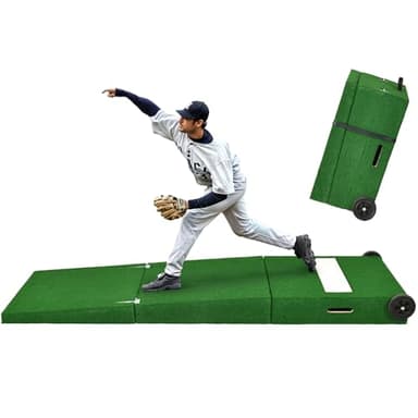 Shopsource Pitching Mound, Portable Pitchers Mound with Non-Slip Rubber Plate, 6" Foldable Wooden Pitching Mounds for Baseball Softball Pitching Taining
