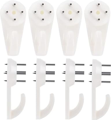 [60 Pack] Concrete Wall Hooks - PinCute Wall Picture Hangers with Invisible Nails, No Drilling Picture Hanging Hooks for Stucco, Cement Wall and More