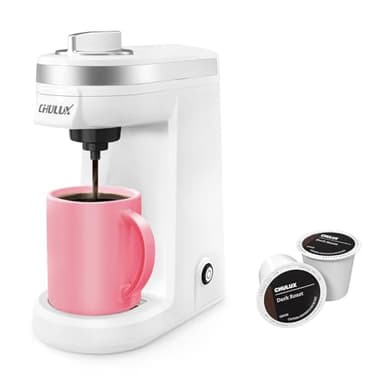 CHULUX Mini Coffee Maker for K Capsule, Single Serve Coffee Maker for One Cup Americano, Lightweight Pod Coffee Machine, Pearl White