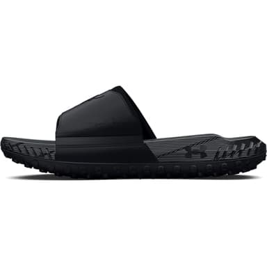 Under Armour Unisex Project Rock 3 Slides, (001) Black/Black/Pitch Gray, 10, US