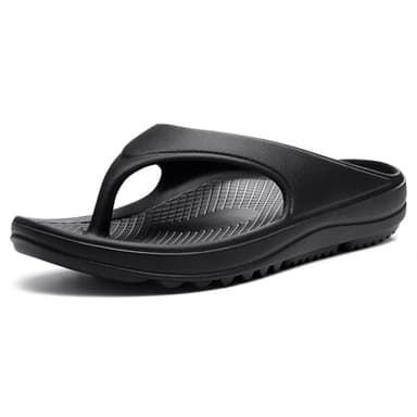 shevalues Women's Arch Support Flip Flops Recovery for Plantar Fasciitis Orthopedic Thong Sandals for Summer Beach, Black 41 (10 Women/8.5 Men)