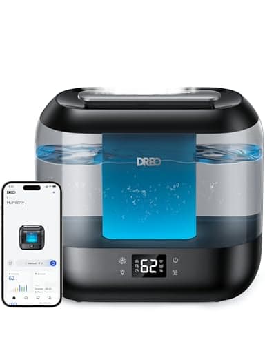DREO Smart Humidifiers for Bedroom, Top Fill 4L Supersized Humidifier Large Room with 28 dB, 36H Runtime, Touch/APP/Voice Control, Nightlight, Cool Mist Humidifiers for Baby, Plants, Indoor, Black