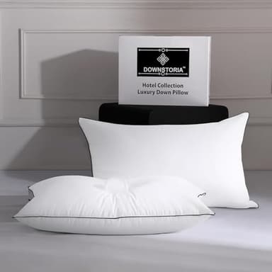 DOWNSTORIA Feather Down Pillows King Size Set of 2, Luxury Hotel Collection Bed Pillow 2 Pack, Down Surrounded Pillows for Sleeping, Soft Fluffy for Side Sleepers 20x36 in.