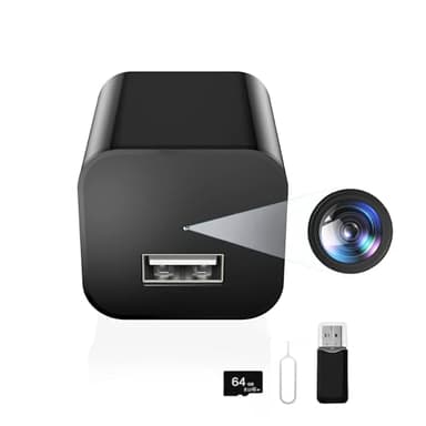 DUVIX Mini Camera with 64G Card 1080P Small Security Camera Charger with Motion Detection for Indoor (No WiFi)