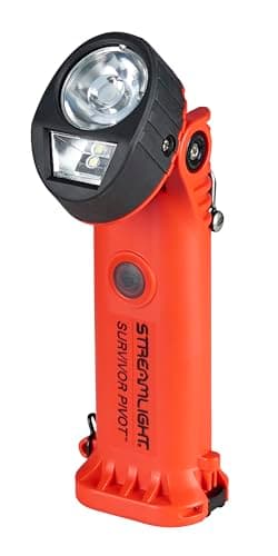 Streamlight 91800 Survivor Pivot 325-Lumen Right Angle Articulating Dual Beam Flashlight with Alkaline Batteries and Clip, Orange