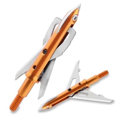 LEANPRO Hunting Broadheads 6PK 100 Grains 420 Stainless Steel 3 Blades Mechanical Hunting Arrow Tips Archery Arrowhead for Crossbow and Compound Bow Hunting 2” Cutting Diameter