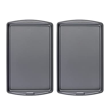 GoodCook Everday Nonstick Carbon Steel 17 x 11-Inch Baking Sheet Set, 2 Pack – Medium Sized Cooking Pans, Bakeware Set, Cookie Sheets for Baking, Oven Pan Set
