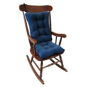 The Gripper Twill Jumbo XL Non-Slip Rocking Chair Cushion Set with Thick Padding, Includes Seat Pad & Back Pillow with Ties for Indoor Living Room Rocker, 17x17 Inches, 2 Piece Set, Sapphire