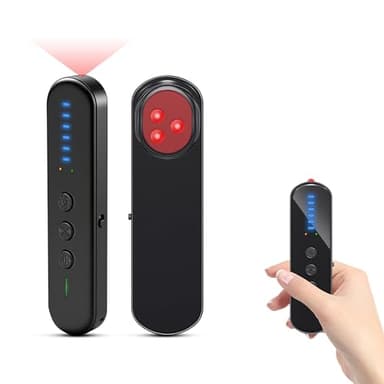 AOBOCAM Anti-Spy Hidden Camera Detector with 99% Accuracy,Find GPS Trackers &Listening Devices Portable Privacy Protector for Hotel/Travel,Anti-Surveillance RF Bugs Detector with LED (Black)