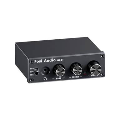 Fosi Audio Q4 DAC Headphone Amp for PC, Desktop Digital to Analog Audio Converter for Home Stereo Amplifier and Powered Speakers, PC-USB/Optical/Coaxial Inputs, 3.5mm Headphone/RCA Outputs
