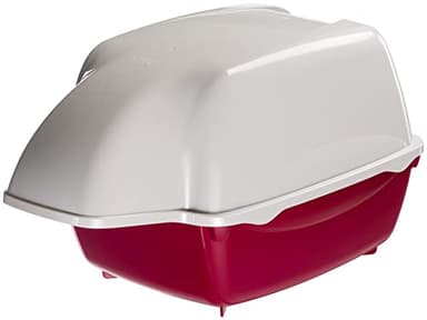 Ferplast Cosmic Outdoor Cat Litter Box - Waterproof Dog-Proof Cat Toilet with Tunnel Entry, High-Sided Base for Litter Containment, Easy-Clean Design, Durable Thermoplastic Resin in Red
