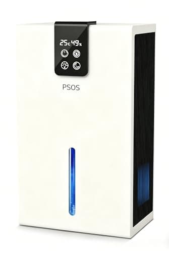 Dehumidifier, Dehumidifiers for Home,98 OZ Water Tank, (1000 sq.ft) Quiet Dehumidifier for Basement Bathroom Bedroom with Humidity Display, Auto Shut Off, Relaxing 7 Color Ambient Light, CreamWhite