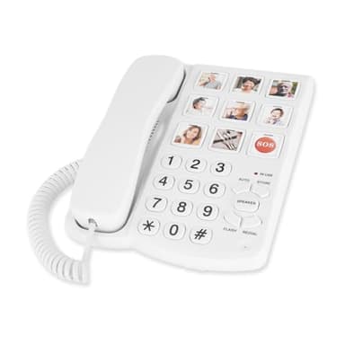 Awishwell Landline Phones for Seniors, Simple Big Button Phone for Seniors-Corded Telephone Landline Phones for Visually and Hearing Impaired with 9 One-Touch Dialing/Loud Ringer/Speaker, White