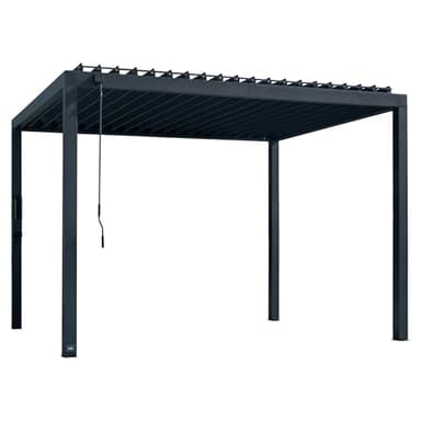 Backyard Discovery Sarasota 12' x 10' Galvanized Steel Louvered Pergola Kit with Adjustable Roof, Shade, Rain Protection, High-Wind Rating, Gutter System for Outdoor Patio, Garden, Deck, Entertaining