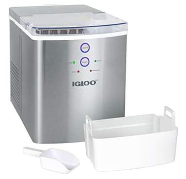 Igloo Electric Countertop Ice Maker Machine - Automatic and Portable - 33 Pounds in 24 Hours - Icecube Maker - Plastic Scoop and Basket - Ideal for Iced Coffee and Cocktails - Stainless Steel