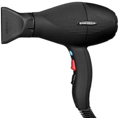 Sam Villa Lightweight & Quiet Ionic Professional Hair Dryer With Variable Speed & Temperature, Black Matte