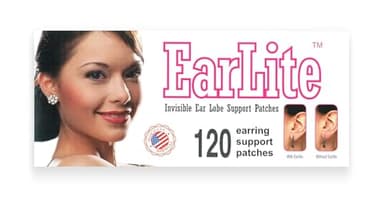 EarLite 120 (60 Ea X 2 packs) Invisible Earring Ear Support Waterproof Patches in ZipLock Pouch - Made in USA
