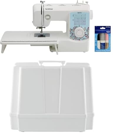 Brother XR3774 37-Stitch Sewing and Quilting Machine with Wide Table, Hard Plastic Storage and Carry Case, Premium Sewing Thread 6-Pack Included