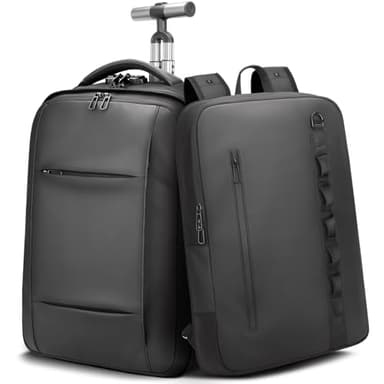 2-in-1 Detachable Carry On Rolling Backpack - Splits into Two Bags for Travel, 50L Wheeled Backpack with 17.3″ Padded Laptop Sleeve, USB Charging Ports, TSA Lock, Waterproof Luggage Suitcase