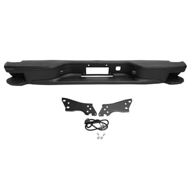 F CARFITTING Black Rear Step Bumper with Side Pads Fit For 1999 2000 2001 2002 2003 2004 2005 2006 Chevy Silverado GMC Sierra 1500 Fleetside
