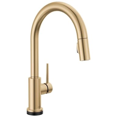 Delta Trinsic Touchless Kitchen Faucet with Touch Technology, Brushed Gold Kitchen Sink Faucet with Pull Down Sprayer, Single Hole, Champagne Bronze 9159TL-CZ-DST