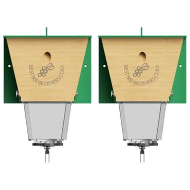 Best Bee Brothers Ultimate Pro Carpenter Bee Trap for Outdoors with Extra-Large Clear External Receptacle, Spring-Loaded Door, Durable Design, 4.2” D x 5.8” W x 7.5” H (2 Pack)