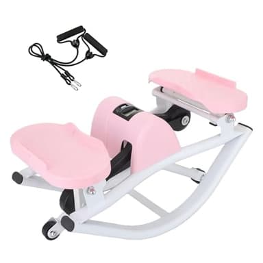 Melfluo Rock Stepper Side to Side – Lateral Stepper & Glute Trainer with Resistance Bands, Low Impact Side to Side Stepper for Home Exercise, Quiet Step Rocker Machine No Assembly 250LBS(Pink)
