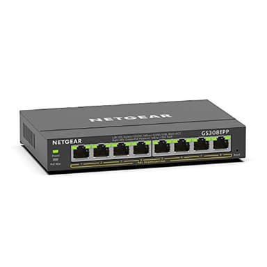 NETGEAR 8 Port PoE Gigabit Ethernet Easy Smart Managed Essentials Switch (GS308EPP) - with 8 x PoE+ @ 123W, Desktop or Wall Mount