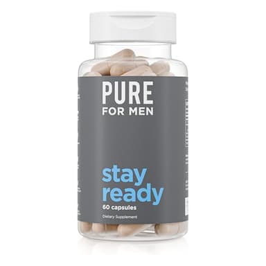 Pure for Men Original Cleanliness Stay Ready Fiber Supplement | Helps Promote Digestive Regularity | Psyllium Husk, Aloe Vera, Chia Seeds, Flaxseeds | Proprietary Formula | 60 Vegan Capsules