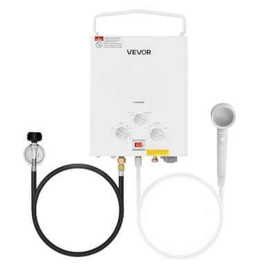 VEVOR Portable Propane Water Heater, 5L Tankless Outdoor Water Heater, 34000 BTU 1.32 GPM Instant Hot Water, with Accessory Set + Regulator +Water Pump for RV Camping Trips Cabins Barns