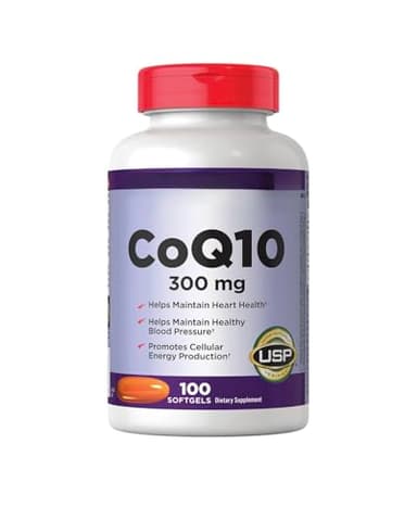 KS CoQ10 300mg Softgels, 100 Count, Heart Health Support, USP Verified, Promotes Cellular Energy Production
