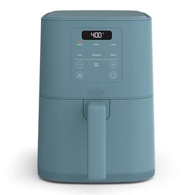bella 4Qt Slim Air Fryer, Fits-anywhere Kitchenware, EverGood Ceramic Nonstick Coating, Adjustable Temperature, 6 Preset Cooking Options, 60 Min Auto Shutoff w Audible Tone, 3.3lb Capacity, Surf