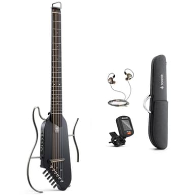 Donner HUSH I Guitar For Travel - Portable Ultra-Light and Quiet Performance Headless Acoustic-Electric Guitar, Maple Body with Removable Frames, Gig Bag, and Accessories
