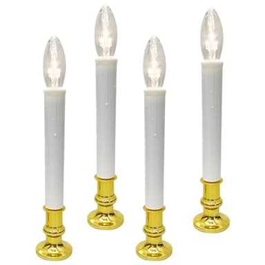 4 Pack Christmas Battery Operated LED Window Candles with Timer, Christmas Window Candles Lights with 3V Ultra-Bright LED Bulbs for Halloween Decorations Indoor Windows Mantels Table , 4 Suction Cups