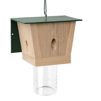 Carpenter Bee Trap for Outside - Green Pentroof Shed Style Nature Hanging Wood Carpenter Bee Traps Outdoor - Best Bee Trap - Insect Traps with Removable Vault (1 Pack)