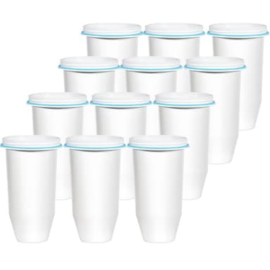 Recogwood Upgraded 5-Stage Water Filter Replacement for Zero Pitcher & Dispenser, Reduces Lead, Chromium, PFOA & PFOS, Compatible with ZR-001, ZR-004, ZR-017, 12-Pack