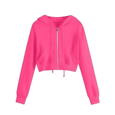 Cute Cropped Zip Up Hoodies For Teen Girls Fall y2k Clothes Long Sleeve Hooded Zipper Sweatshirt Lightweight Jacket