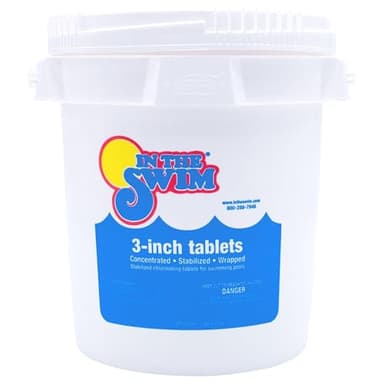 In The Swim 3 Inch Stabilized Chlorine Tablets for Sanitizing Swimming Pools - Individually Wrapped, Slow Dissolving - 90% Available Chlorine - Tri-Chlor - 10 Pounds