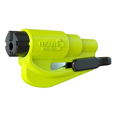 resqme The Original Emergency Keychain Car Escape Tool, 2-in-1 Seatbelt Cutter and Window Breaker, Made in USA, Yellow - Compact Emergency Hammer